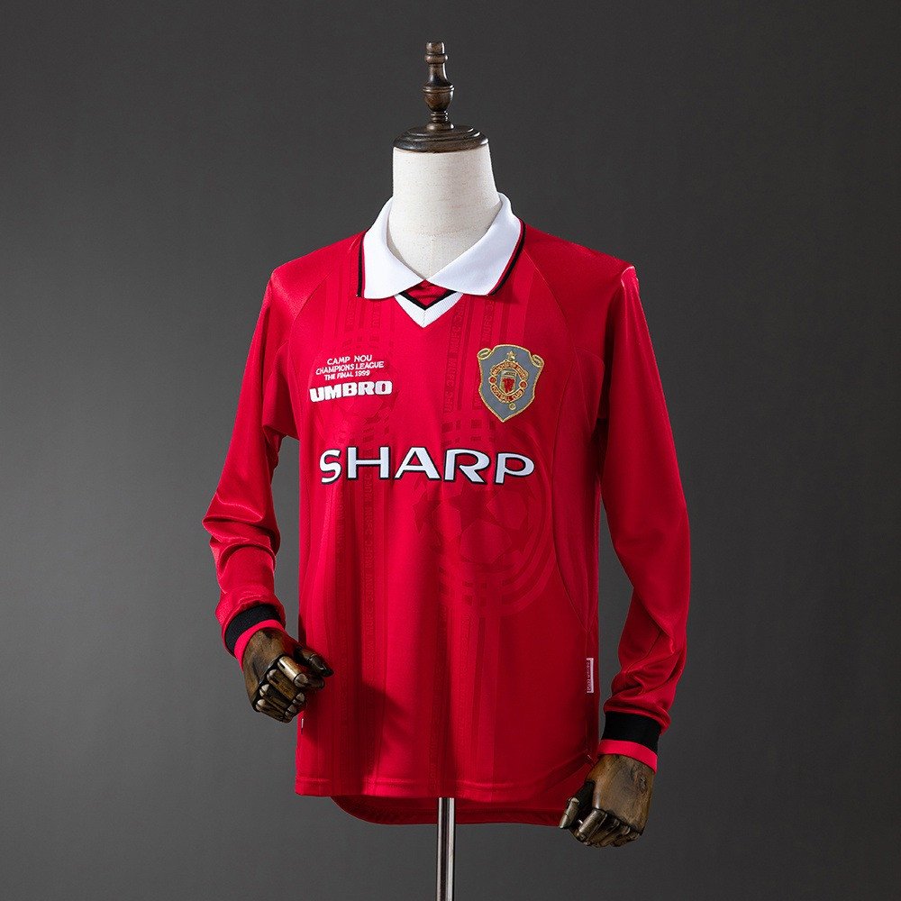 99/00 Manchester United Home Long Sleeve Retro Jersey - front view