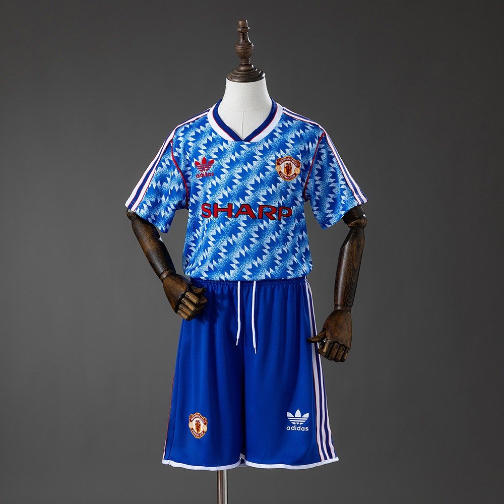 90/92 Manchester United Away Retro Kids Kit Jersey - front view