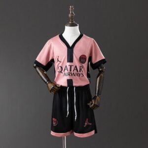 France Pink Paris Saint-Germain 2024-2025 Away Short Sleeve Jersey, Teal Collar and Cuff Trim – Fan Version