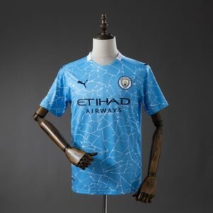 Away Jersey 2020-2021 Manchester City England – Dark Geometric Pattern with Rose Gold Etihad Sponsor