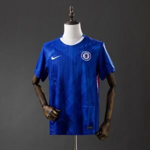 Chelsea 2025-2026 Home Jersey in Blue with Geometric Pattern and Red Side Detail