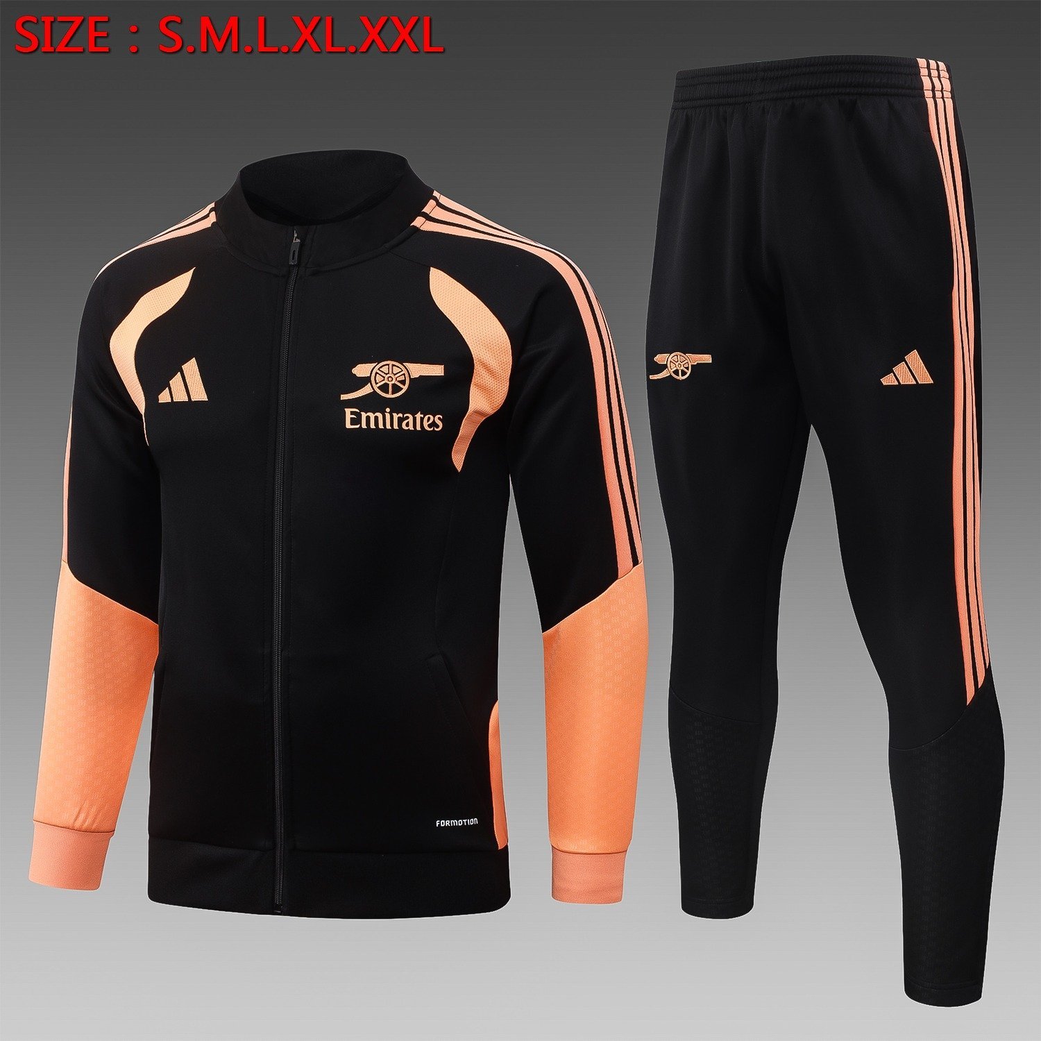 26/27 Arsenal Full-Zip Training Suit Black - front view