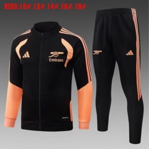 26/27 Arsenal Full-Zip Training Suit Kids Kit Black - front view