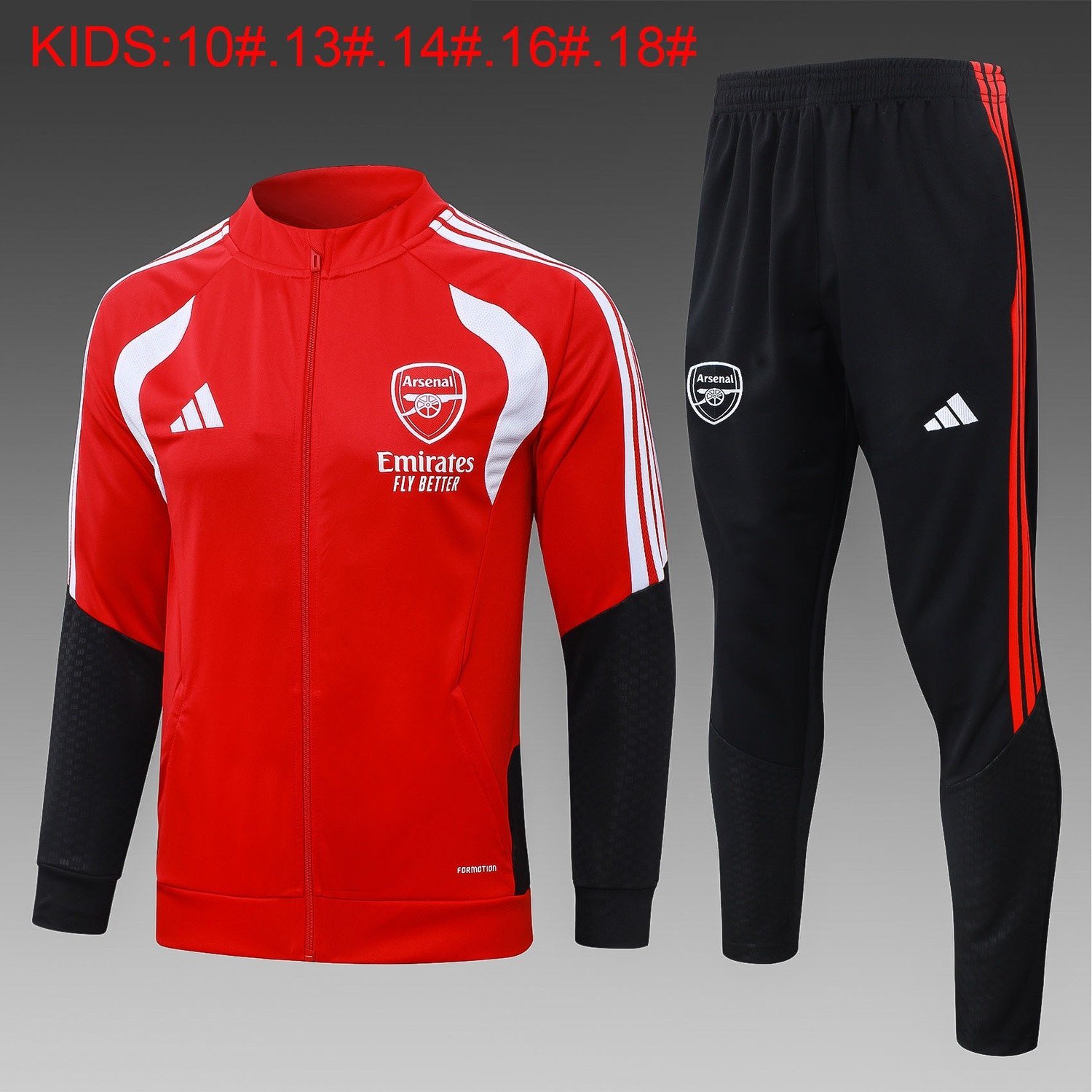 26/27 Arsenal Full-Zip Training Suit Kids Kit Red - front view