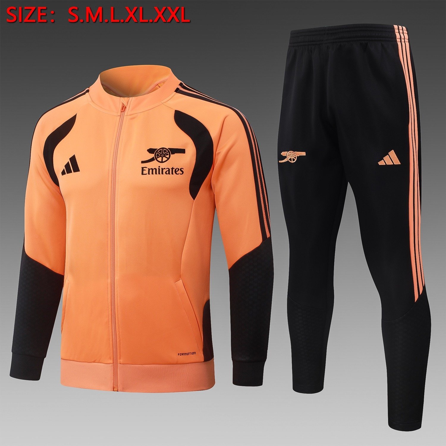 26/27 Arsenal Full-Zip Training Suit Orange - front view