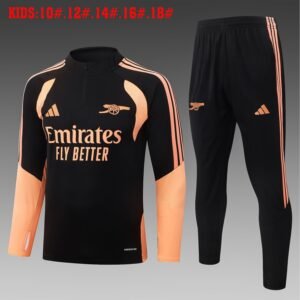 26/27 Arsenal Half-Zip Training Suit Kids Kit Black - front view