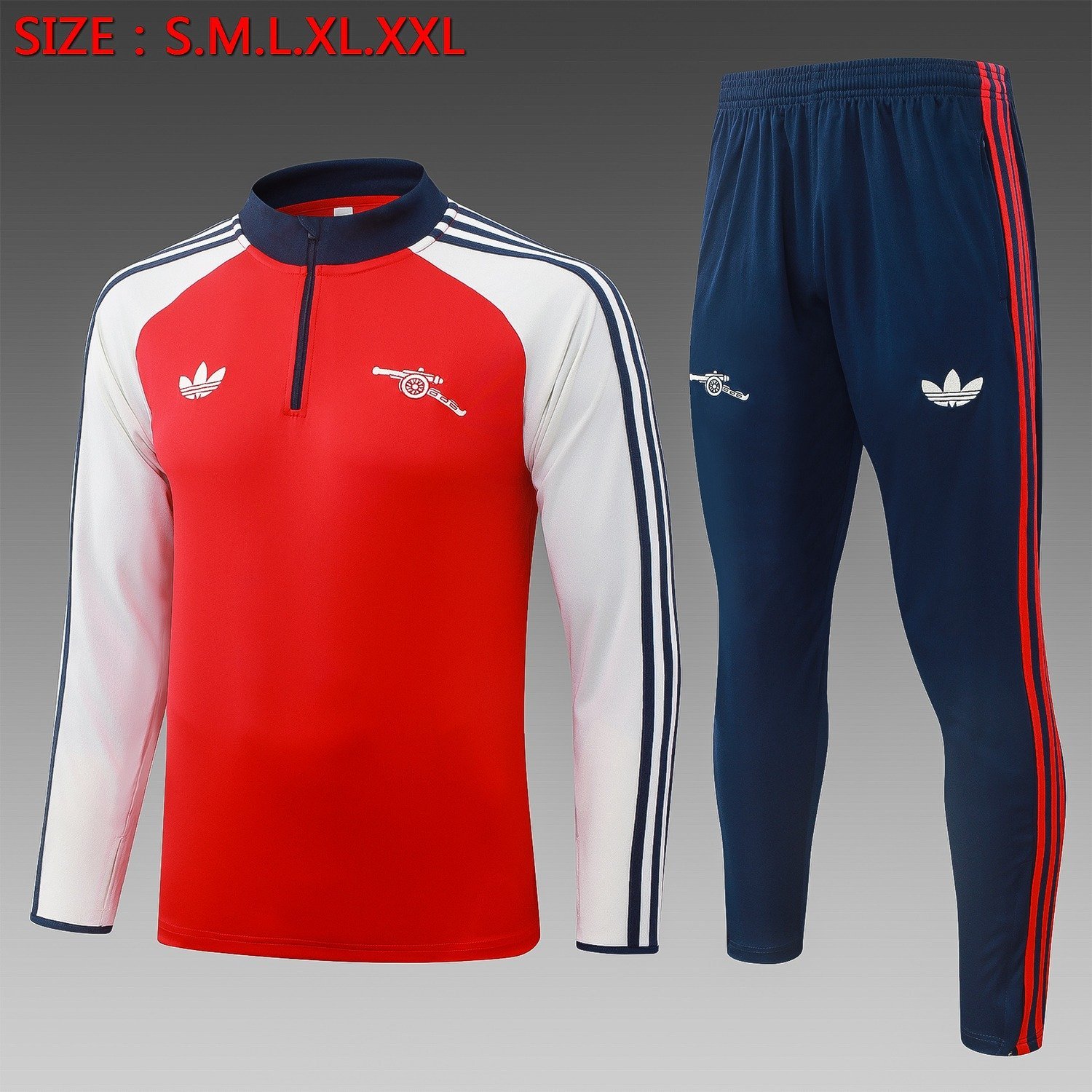 26/27 Arsenal Half-Zip Training Suit Red - front view