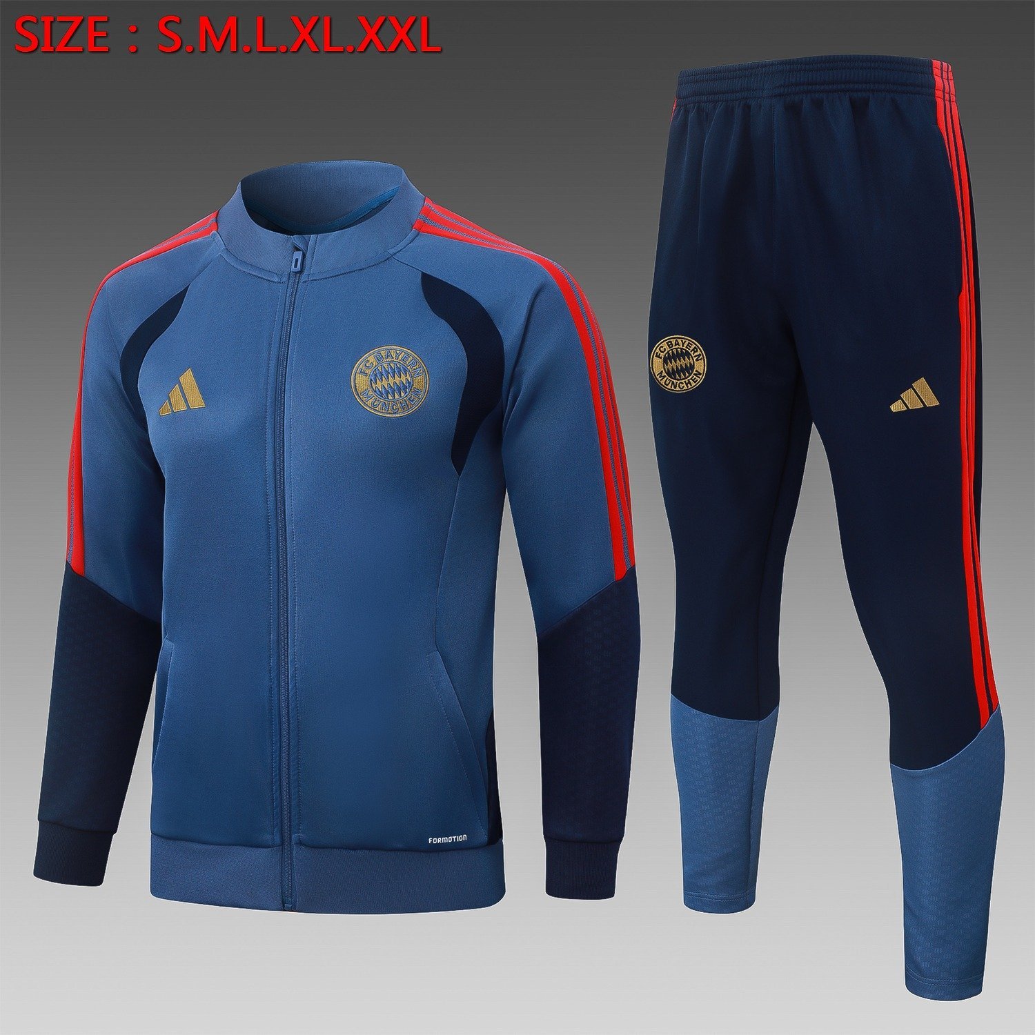 26/27 Bayern Munich Full-Zip Training Suit Blue - front view