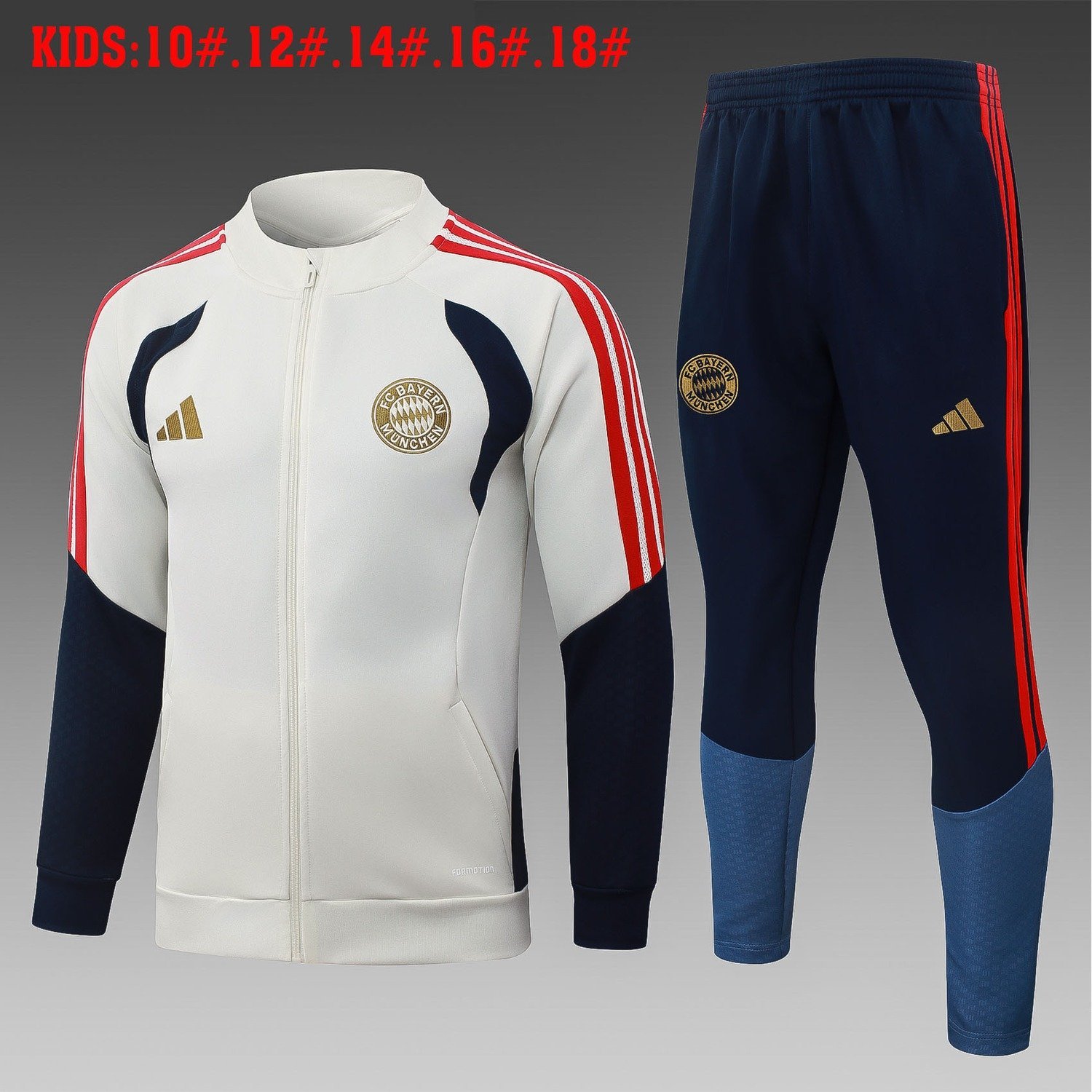 26/27 Bayern Munich Full-Zip Training Suit Kids Kit Beige - front view
