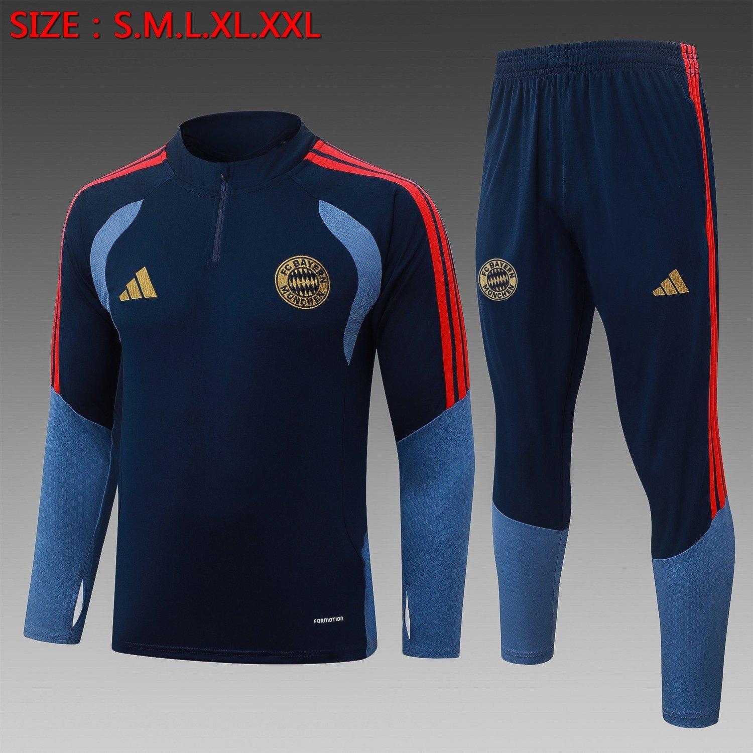 26/27 Bayern Munich Half-Zip Training Suit Blue - front view