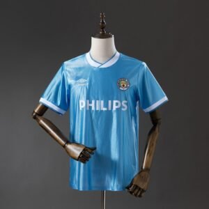 Manchester City 1986-1987 Home Jersey England – Light Blue with White Collar and Cuffs