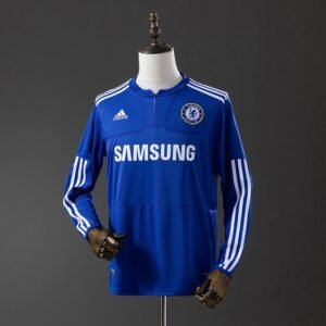 Chelsea 2009-2010 Home Long Sleeve Jersey in Royal Blue with White Striped Sleeves