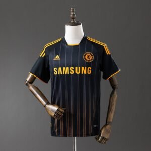 Chelsea 2010-2011 Retro Away Jersey - Black with Orange Fine Pinstripes
