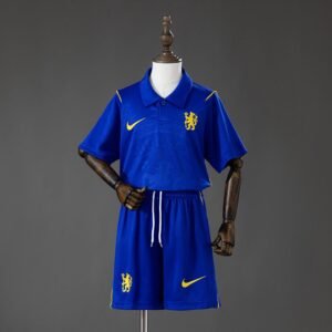 Chelsea 2026-2027 Home Kids Kit - Royal Blue with Yellow Swoosh and Matching Shorts