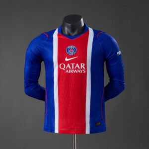 2026-2027  Paris Saint-Germain Home Jersey France – White with Red and Blue Gradient Vertical Stripe