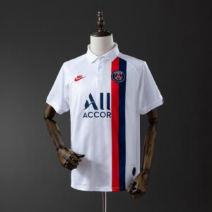 Paris Saint-Germain 2020-2021 Away Jersey France – Navy with Red Centre Stripe and Fly Emirates Sponsor