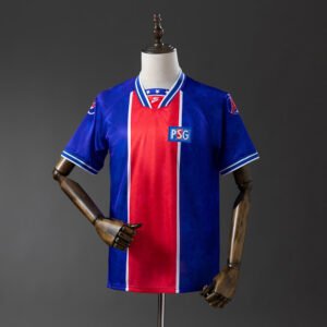 1994-1995 Paris Saint-Germain Home Jersey France – White with Red and Blue Chest Stripes