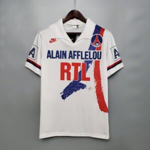 Home Jersey Paris Saint-Germain 1990-1992 France – White with Red and Blue Vertical Stripe
