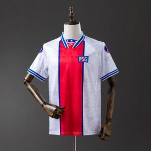 Away Jersey 1994-1995 Paris Saint-Germain France – White with Red and Blue Vertical Stripe