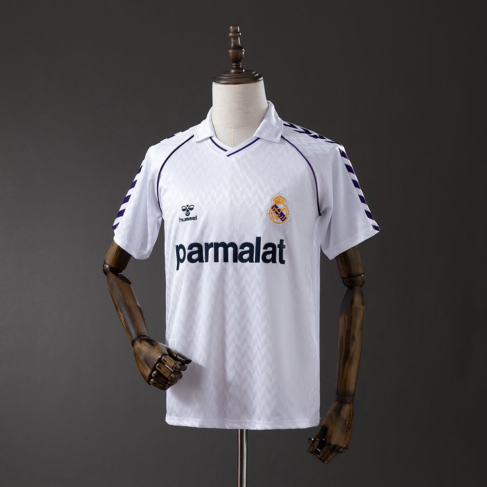 White Chevron Pattern Real Madrid 1986-1987 Home Jersey — product photo