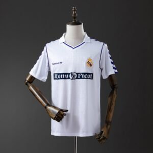 Real Madrid 1988-1990 Home Jersey in White with Chevron Sleeves — product photo