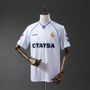 White Purple Chevron Sleeves Real Madrid 1990-1991 Home Jersey — product photo
