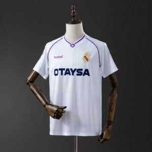 1990-1992 Real Madrid Home Jersey, White with Purple Trim — product photo