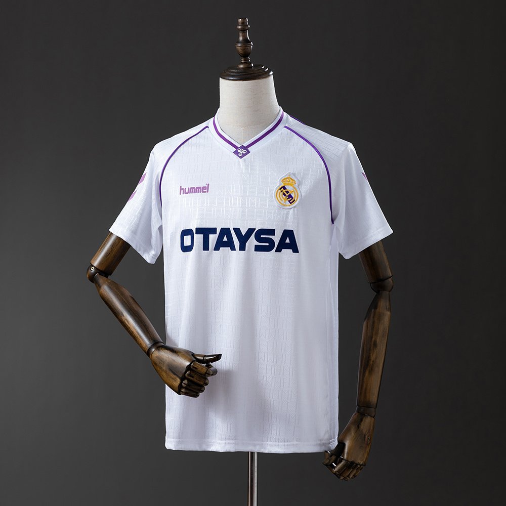 1990-1992 Real Madrid Home Jersey, White with Purple Trim — product photo