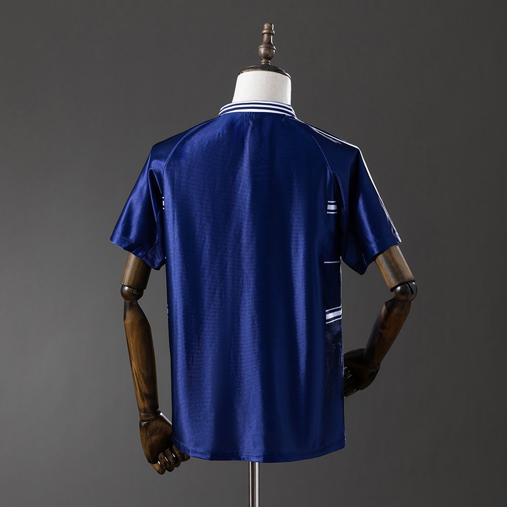 Real Madrid 1998-1999 Away Jersey in Navy with White Horizontal Stripes — alternate view 1
