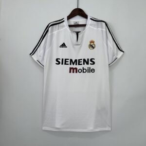 Real Madrid 2003-2004 Home Jersey in White with Black Shoulder Stripes — product photo