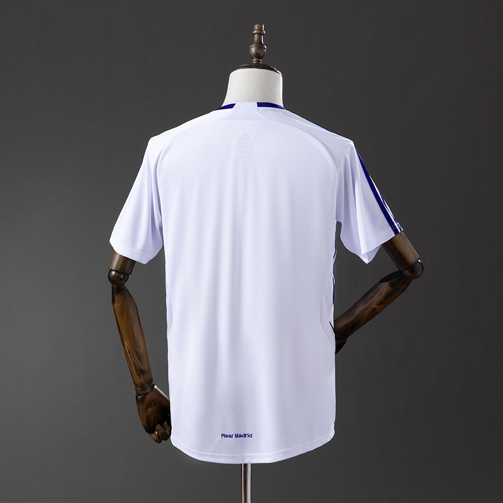 Real Madrid Home Jersey 2007-2008 - White with Purple Collar and Shoulder Stripes — alternate view 1