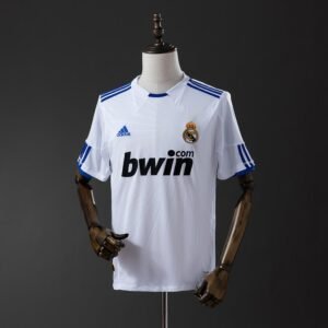 2010-2011 Real Madrid Home Jersey, White with Blue Shoulder Stripes — product photo