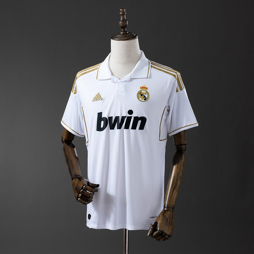 Real Madrid 2011-2012 Home Jersey in White with Gold Trim — product photo