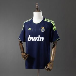 2012-2013 Real Madrid Away Jersey, Navy with Neon Green Shoulder Stripes — product photo