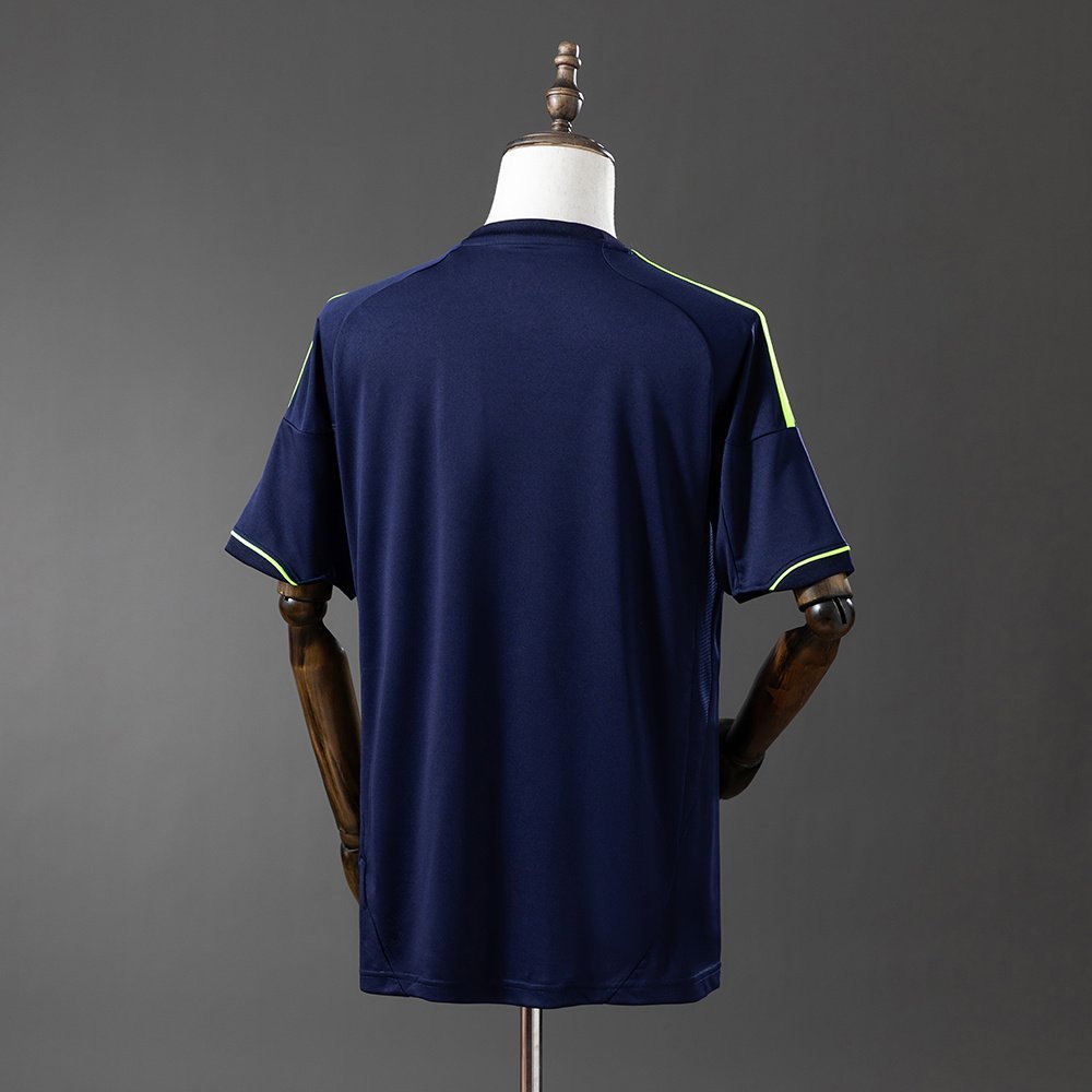 2012-2013 Real Madrid Away Jersey, Navy with Neon Green Shoulder Stripes — alternate view 1