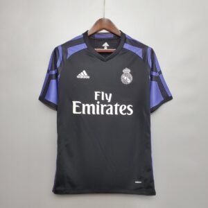 2015-2016 Real Madrid Third Jersey, Black with Purple Sleeves — product photo