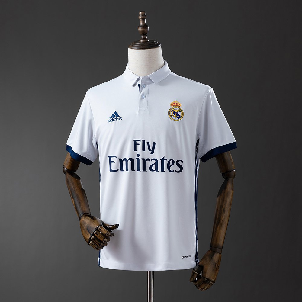 White Navy Trim Real Madrid 2016-2017 Home Jersey — product photo