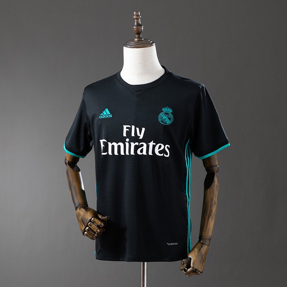 Real Madrid 2017-2018 Away Jersey in Black with Blue Trim — product photo