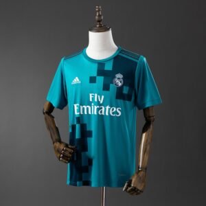 2017-2018 Real Madrid Third Jersey, Teal with Pixel Pattern — product photo