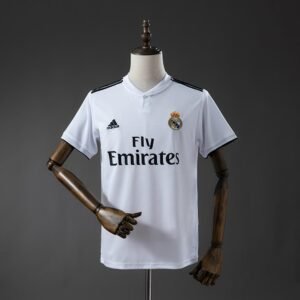 White Black Shoulder Stripes Real Madrid 2018-2019 Home Jersey — product photo