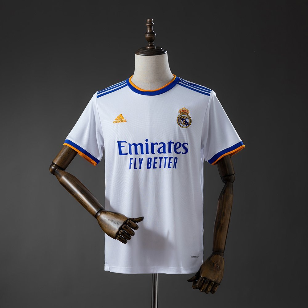 Real Madrid Home Jersey 2021-2022 - White with Blue and Orange Collar — product photo