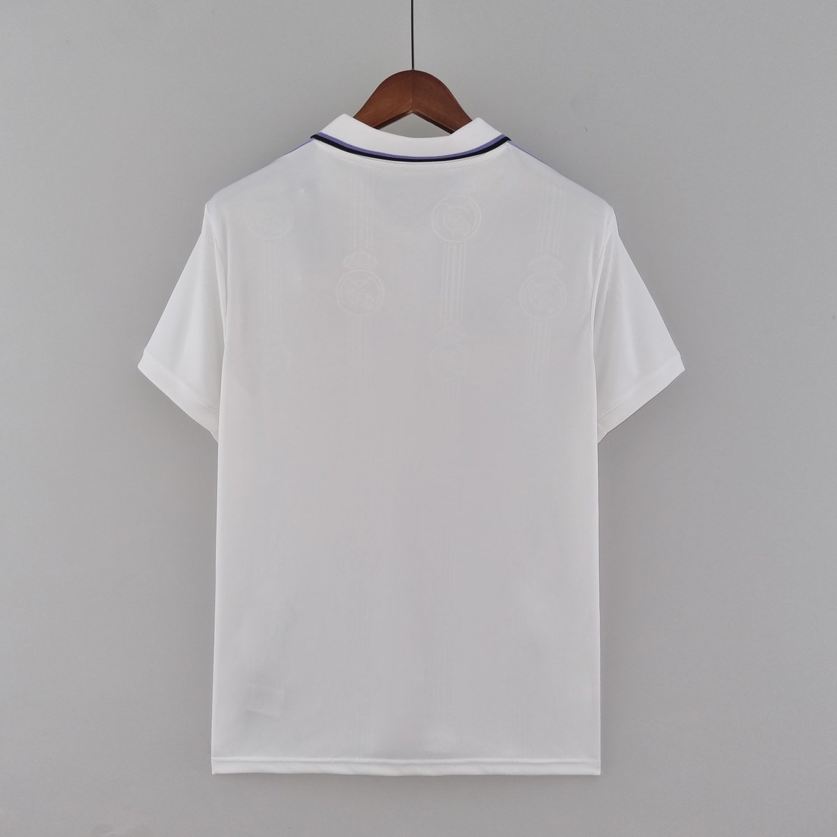 2021-2022 Real Madrid Home Jersey, White with Navy and Orange Collar Stripes — alternate view 2