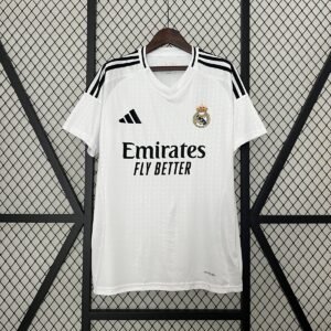 White Black Shoulder Stripes Real Madrid 2024-2025 Home Jersey — product photo