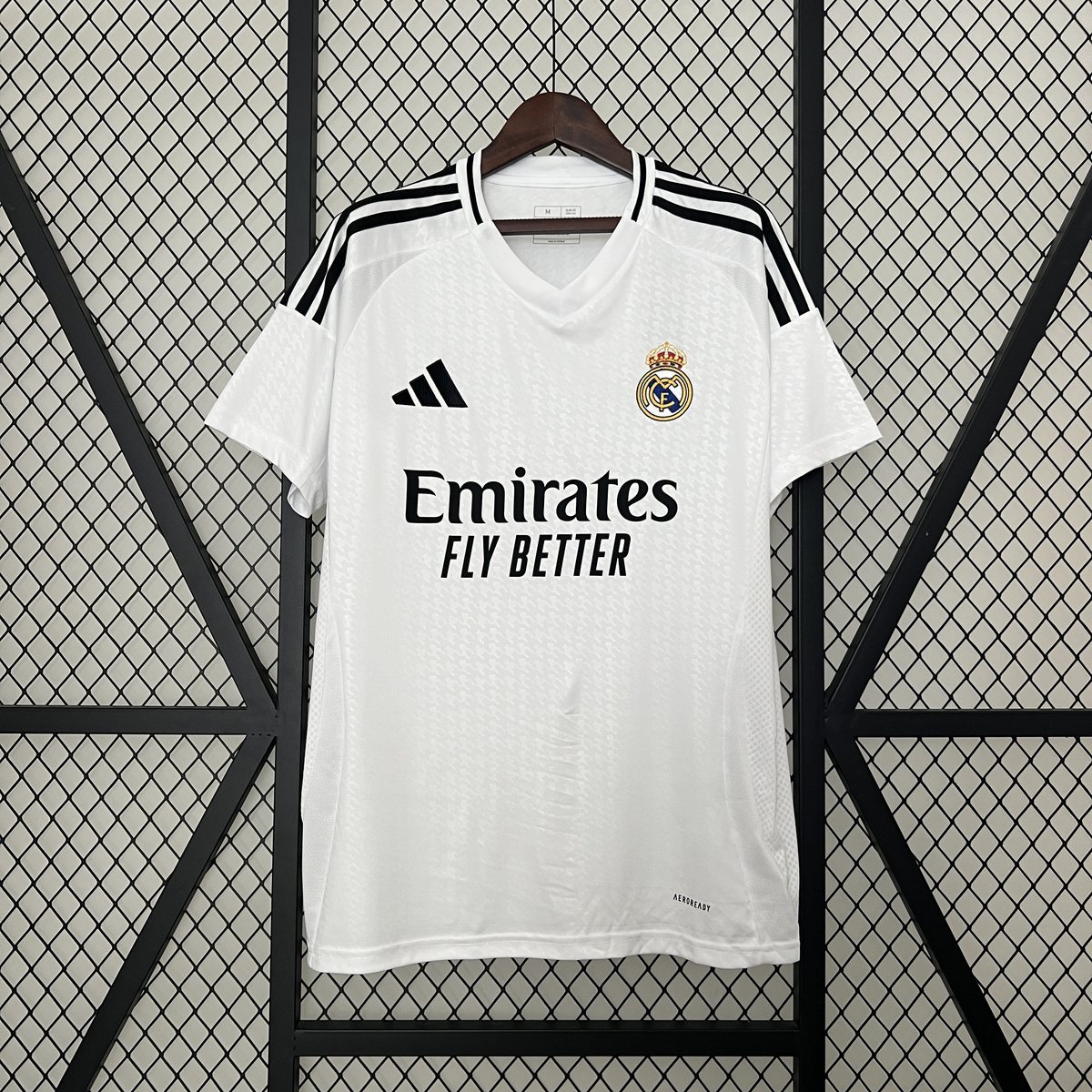 White Black Shoulder Stripes Real Madrid 2024-2025 Home Jersey — product photo