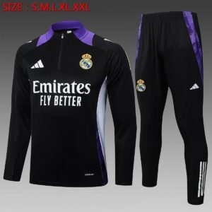 2024-2025 Real Madrid Training Suit - Black with Purple Collar and Panels — product photo