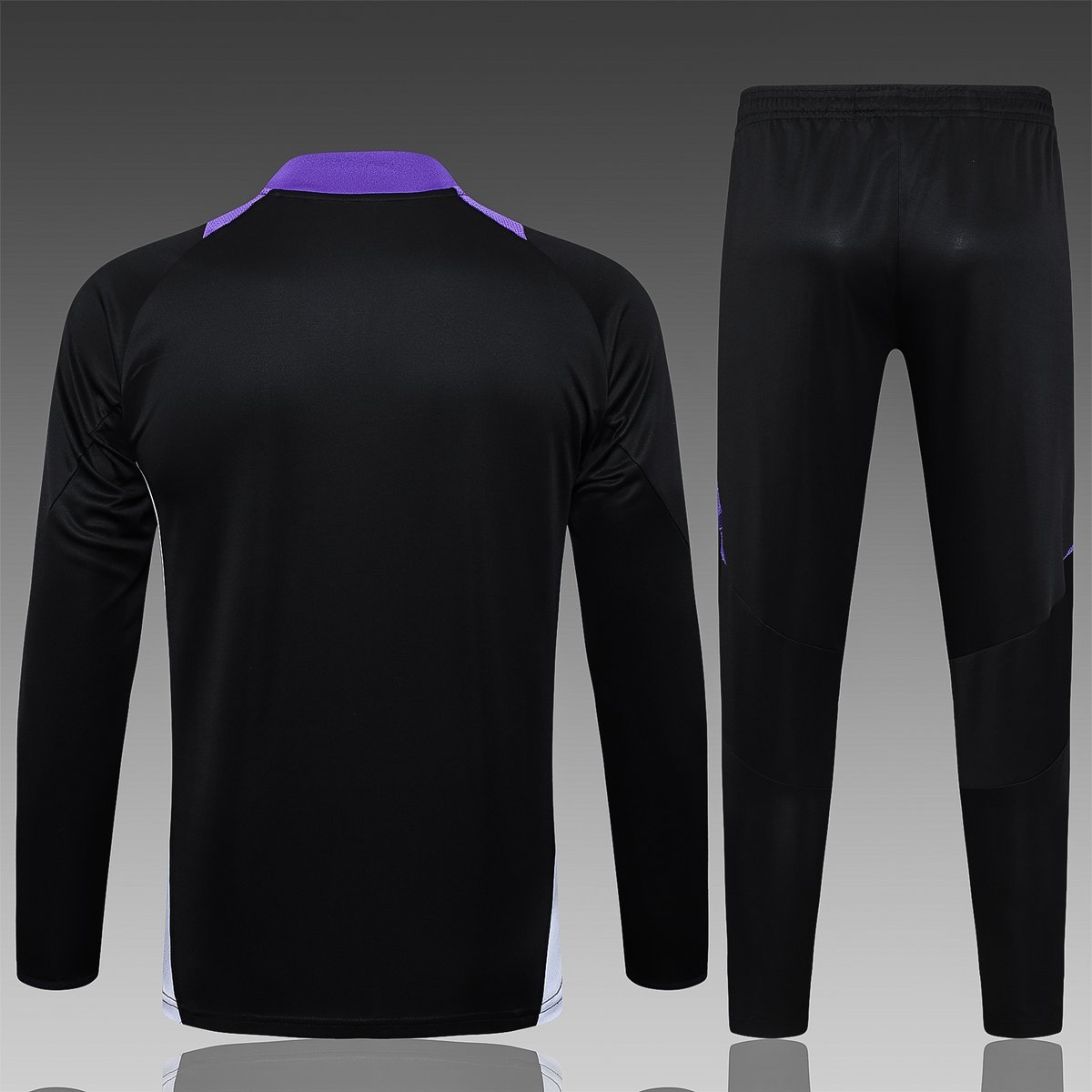 2024-2025 Real Madrid Training Suit - Black with Purple Collar and Panels — alternate view 1