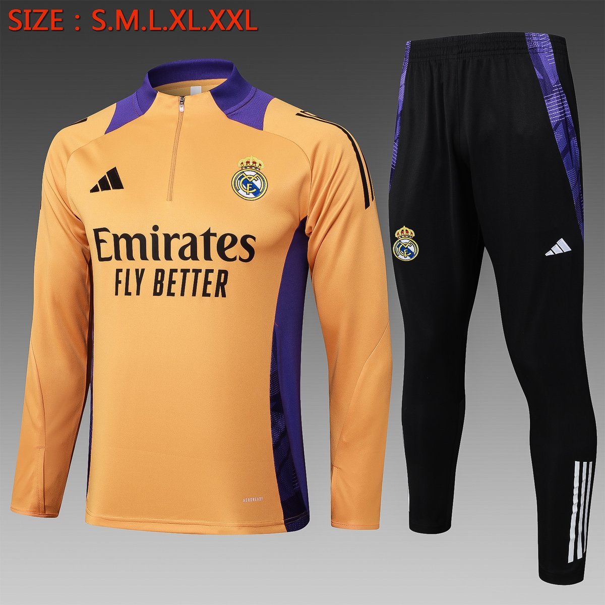 Real Madrid 2024-2025 Training Suit in Orange with Purple Panels — product photo