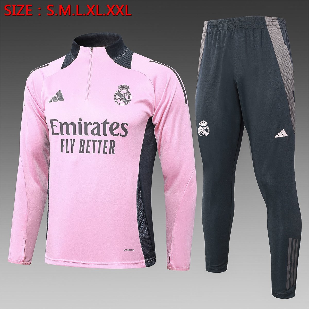 Pink Dark Grey Panels Real Madrid 2024-2025 Training Suit — product photo