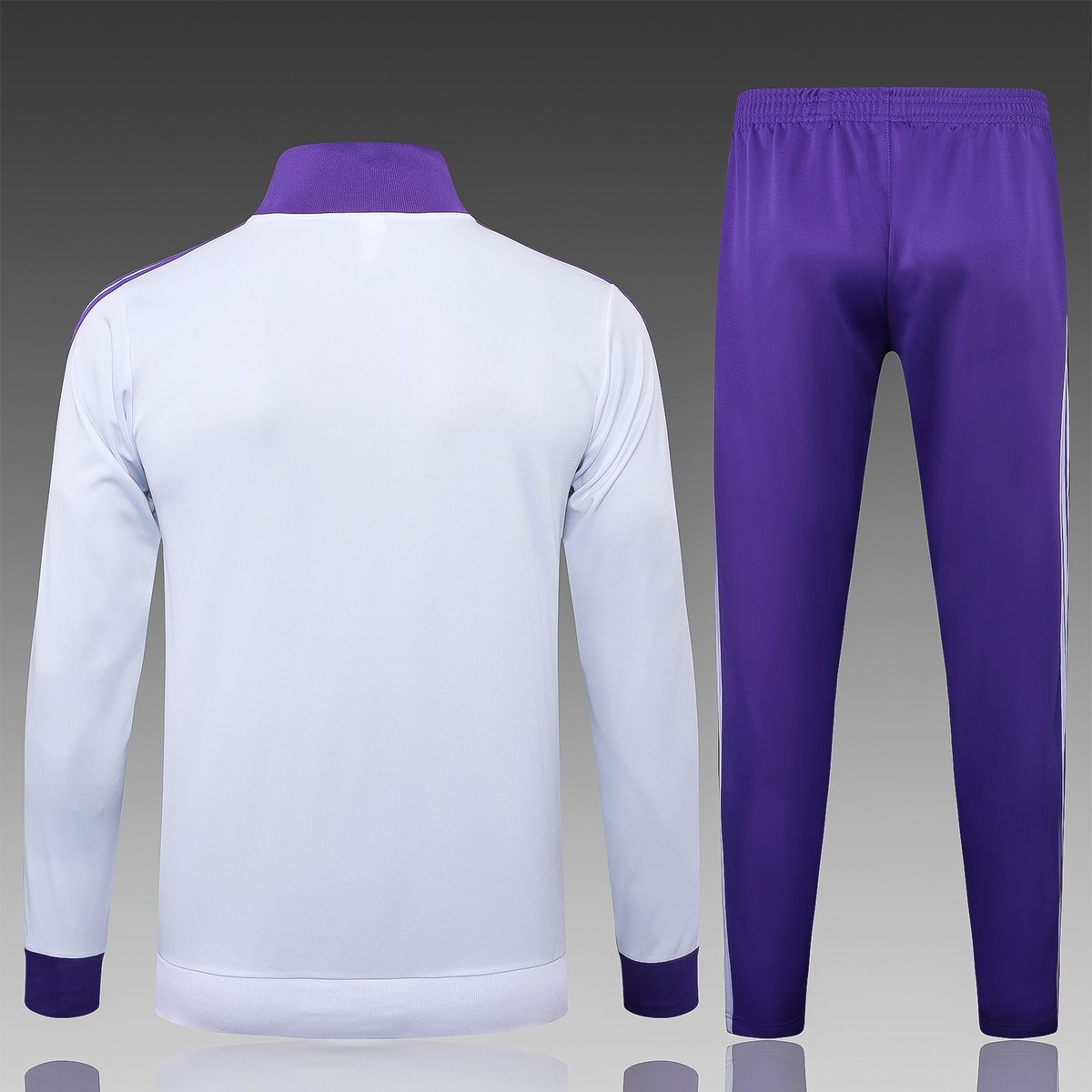 Real Madrid 2024-2025 Training Suit in White with Purple Collar and Side Stripes — alternate view 1