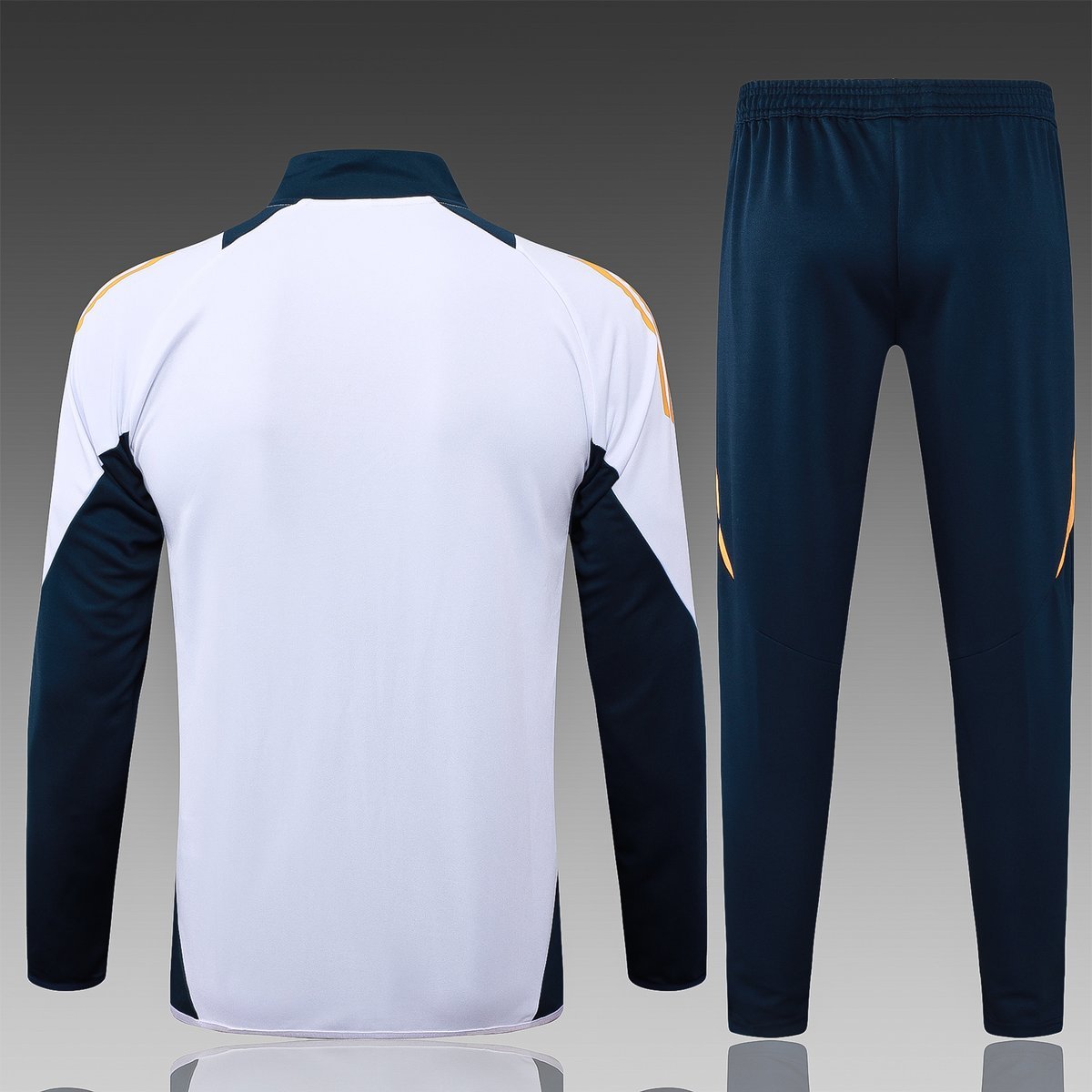 2024-2025 Real Madrid Training Suit, White with Navy and Gold Side Panels — alternate view 1